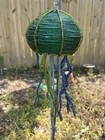 Wire Glass Beaded Jellyfish Sculpture Hanging Tropical Decor Beadworx Blue Green