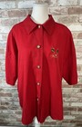 Matthew   David For B l  Blouse 1980s Women s Size 26 28 Embroidered Cat