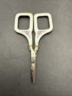 Antique German 925 Silver Guilloche Enamel Roses Scissors Thimble Set Floral 