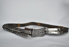Antique Caucasian Russian Persian Turkish Silver Iron Carnelian Leather Belt