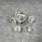 Vtg Hazel Atlas Glass Fox Hunt Tally Ho Cocktail Martini Shaker   Shot Glasses