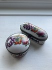 Vintage Fruit And Floral Fine Bone China Mini Trinket Pill Boxes X2