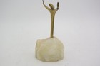 Vintage Modernist Brass Risen Christ Sculpture Natural Stone Base Mcm Religious