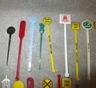 Vtg Barware Swizzle Stir Sticks Cocktail Stirrers 21x Lot Railroad Hotel Golf