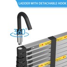 6 2m Portable Heavy Duty Aluminium Telescopic Ladder Extendable With Safety Hook