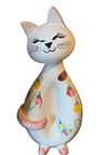 Cat Bank Ceramic Floral Hand Painted In Italy For Peck   Peck Mcm Vintage