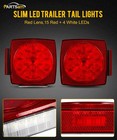 Partsam Pair Slim Square Led Trailer Light Submersible Tail Lights Red Lens 