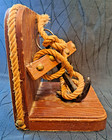 1950s Vintage Nautical Anchor Single Bookend Wood Rope Maritime