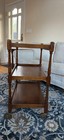 Antique 19th Century Solid Tiger Oak 3 Tier Bar Cart Tea Trolly