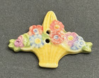 Colorful Vintage Realistic Basket Of Flowers Ceramic Button - 1-3 8   w3 