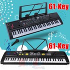 61 Key Music Electronic Keyboard Electric Digital Piano Organ With Stand  Mic