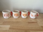 Vtg Set Of 4 Christmas Santa Face Winking Eye Mini Mugs Ceramic Japan Hand Paint