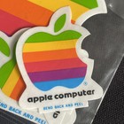4 Vintage Original 1980s Apple Macintosh Computer Logo Rainbow Decal Stickers