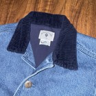 Vintage Kitestrings Kids Denim Chore Jacket Corduroy Collar Size 4 Navy Boys 90s