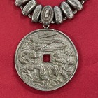 Vintage Unmarked Silver Oriental Coin Medallion 925 Chain Necklace