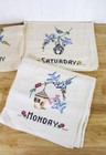Vintage Embroidered Days Of The Week Tea Dish Towels Bluebirds Complete 