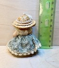 Vtg Jointed Porcelain Doll Little Girl Fancy Dress Hat Dollhouse Miniature 1 12