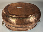 Vintage Hand Hammered Copper Pot Rolled Edge Dovetailed Seam Brass Handles 13 