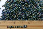 Metallic Green Iris Ab Vintage Antique Czech Glass Seed Beads 10 0 Bb18