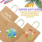 100 Pcs Kraft Paper Bags With Handles Party Shopping Christmas Gift Bags Bulk