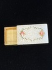 Vintage White Guilloche Enamel Rose Compact Pink Floral Design 1930s Vanity Glam