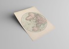 World Map Eastern Hemisphere Poster 1800s Vintage Flat Earth Art 17x22  Reprint