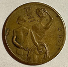 Vintage Comic Coin  3 Oh  Heads Ah  Tails Adult Novelty Risque Token Brass Gag