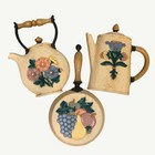 Vintage Home Interiors Tea Pot  Pan   Kettle Wall Decor Retro Kitchen Fruit