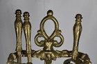 Vintage Brass Fireplace Set Metal Baroque Style Clawfoot Base Shovel Poker