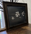 White Flower Moody Vintage Antique Art Print In Reclaimed Vintage Frame 11x13   