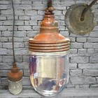 Antique Industrial Benjamin Copper Pendant Globe Hang Light Fixture Machine Age