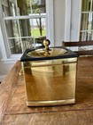 Vintage Kraftware 70   s Reflective Gold   Faux Leather Ice Bucket Hollywood Mcm 