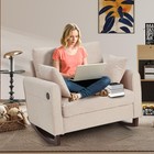 Rocking Chair  Upholstered Nursery Rocking Chair With High Back And Side Pock   