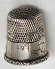 Antique Simons Brothers Sterling Silver Thimble  Town Scenic Engraved  Size 7