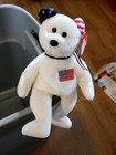 Vintage Ty September 11th Memorial America Beanie Baby Bear Plush White 2002
