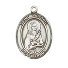Sterling Silver Saint Victoria Medal Pendant 18  Lobster Claw Chain Necklace
