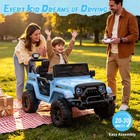 24v Kids Ride On Truck 4wd 110w Electric Car Remote Control Bluetooth Blue