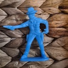 Vintage 1960 Cowboy   Indian Western Toy Lot Of 2 Blue Plastic Figures