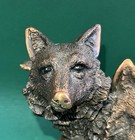 Wolves Bust Bronze Electroplated Resin Statue Wolf Art Sculpture Figurine 7 5   