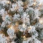 7 5ft Snow Flocked Christmas Trees W led Light Hinged Artificial For Home Decor