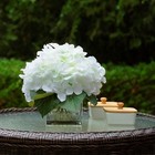 Silk Hydrangea Artificial Flowers In Vase With Faux Water  Silk Flower Arrang   