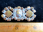 Outstanding Czech Vintage  Glass Rhinestone Button  Crystal   Green   Purple