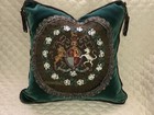 Royal Coat Of Arms Antique Beaded Needlepoint Heraldic Family Crest Pillow