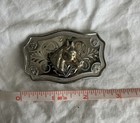 Silver Western Horse Head Floral Engraved Belt Buckle Mens Fits 1 5in
