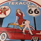 Vintage Texaco Gasoline Sign - Route 66 Gas Station Porcelain Chevy Bel Air Sign