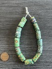 Set Of 13 Mixed Antique Venetian Glass Green    fancies    African Trade Beads