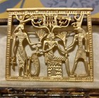 Vintage Style Goldtone Matte Finish Egyptian Brooch Art Deco Style Beautiful