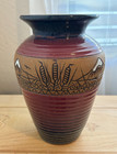 Vintage Olaf Pottery Ted Juve Studio Art Vase 9    Signed 1994 Mountain  Sun