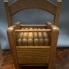 Vintage Mcm Square Oak Or Teak Wood   Cork Coaster Set  6pc Coasters W  Caddy