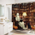 Joliaco Spooky Ghost Reading Shower Curtain 72 w X 72 l  pack Of 1   Colorful